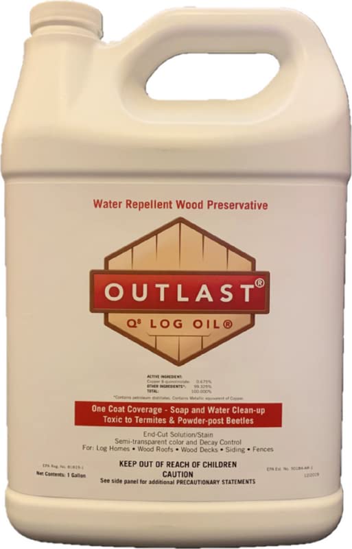 Outlast - Q8 Log Oil Wood Preservative for Decks, Log Homes, End Cuts, & More - Natural - 1 Gallon - color: Natural, size: 1 Gallon