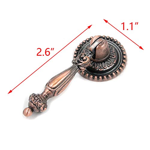 4Pcs Cabinet Tear Drop Pull Knobs with Screws, Red Bronze, 2.6inch - color: Red Bronze
