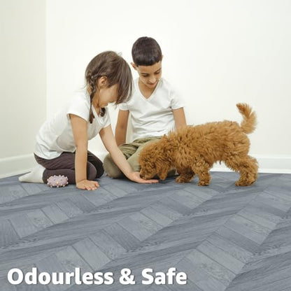 Art3d 30-Pack Herringbone Peel and Stick Floor Tiles (30 Sq.Ft), Grey - color: Herringbone - Grey