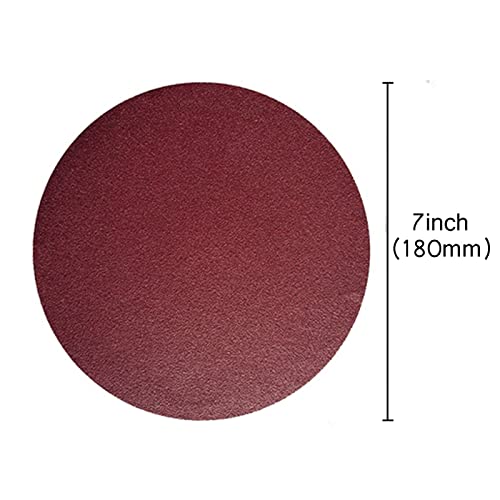 60-Pack 180mm 7" Sanding Discs 60 80 120 180 240 320 Assorted Grits Round Hook and Loop Flocking Sandpaper Orbital Sander Pads