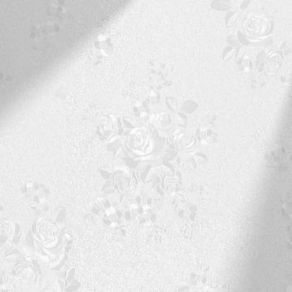 White Embossed Peel and Stick Wallpaper Textured Floral Contact Paper - color: White, size: 17.7" x 394"
