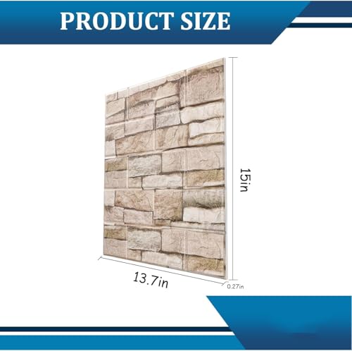 3D Wall Panels Peel and Stick Faux Foam Brick Wallpaper Covering - color: Retro brick rock, size: 40 Pcs