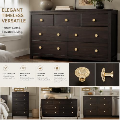12 Pack Gold Dresser Drawer Knobs