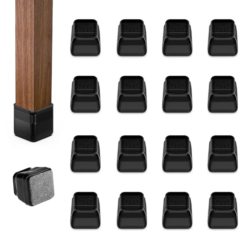 BAIPOK 16Pcs Square Chair Leg Floor Protectors for Hardwood Floors - color: Black-16pcs, size: Square XS(0.67''-0.87'')