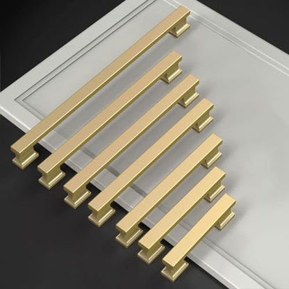 Amerdeco 10 Pack Brushed Gold Cabinet Pulls 3-3/4" - color: Brushed Gold, size: 3.75" hole center