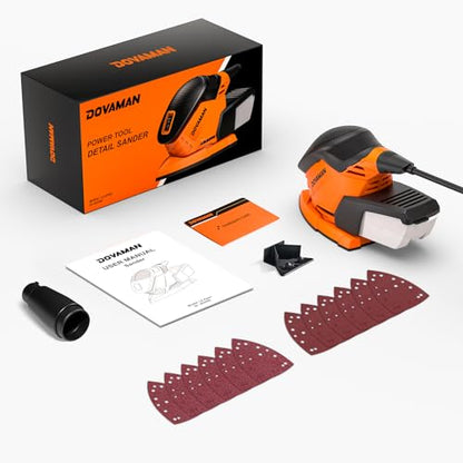 Upgraded Detail Sander, 12 Sandpapers, Micro-Filter Dust Box, 130W Motor