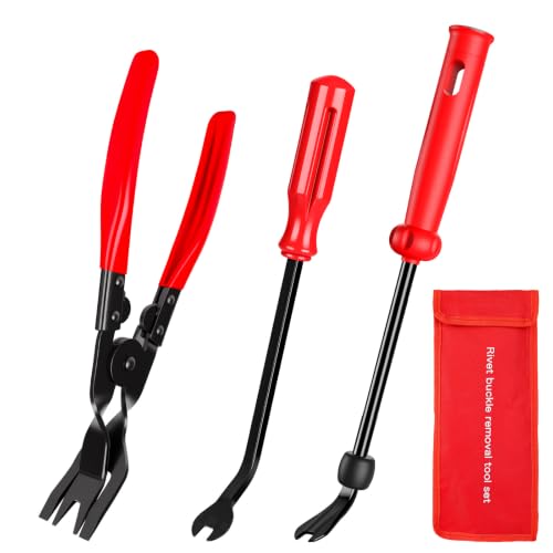 3Pcs Clip Pliers Fastener Remover Clip Removal Tool Panel Removal Plier Red - color: Red, size: 3 PCS