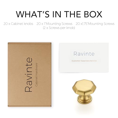 Ravinte Gold Single Hole Round Cabinet Knobs,Zinc Pull,20 Pack - color: Gold
