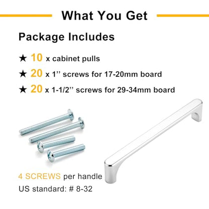 3 Inch Polished Chrome Cabinet Pulls Kitchen Handles 10 Pack 3126 - color: Polished Chrome, size: 3 In Hole Distance