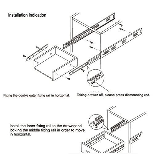 Gobrico 24-Inch Rear/Side Mount Drawer Slides, Soft Close Ball Bearing Drawer Slides and Glides with Brackets, Full Extension Heavy Duty Cabinet Dresser Runners, 10Pairs - size: 24 Inch