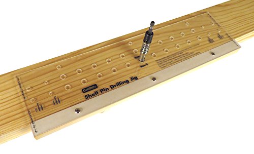Shelf Pin Drilling Jig for Adjustable Shelves with 1/4" Self Centering Bit 11 Holes 19” Long SPG