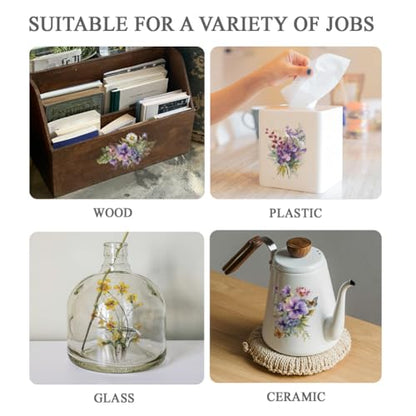 OLYCRAFT 3 Sheets/Set Wildflower Rub on Transfers for Furniture and Craft 6x12 Inch Butterfly Furniture Decal Transfer Stickers Rub on Decal with 1pc Scraper for Wooden Furniture Home Decorations - style: Wildflower