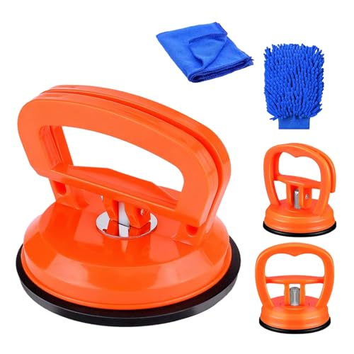 3 Pack Car Dent Puller, Suction Cup Dent Remover Tool Vehicle Body Repair Kit Handle Lifter for Car Body, Doors, Glass, Objects Moving and Tiles Lifting (3PCS Dent Puller with Gloves Cloth)