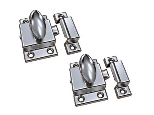 QCAA Oval Turn Cabinet Latch, for Cupboard & Other Furniture, Small, Satin Nickel, 2 Pack, Made in Taiwan - color: Satin Nickel, size: 2pack-small