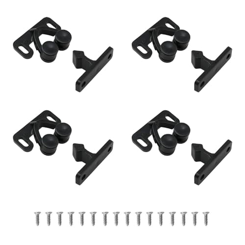 HJGarden 4PCS 31x32x28mm Black Roller Type Door Catch Latch Plastic Spring Loaded Collision Lock Furniture Fittings Cabinet Hardware Suitable for Vessels Wardrobes Dressing Table