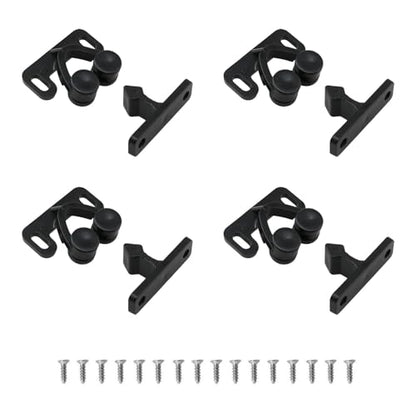 HJGarden 4PCS 31x32x28mm Black Roller Type Door Catch Latch Plastic Spring Loaded Collision Lock Furniture Fittings Cabinet Hardware Suitable for Vessels Wardrobes Dressing Table