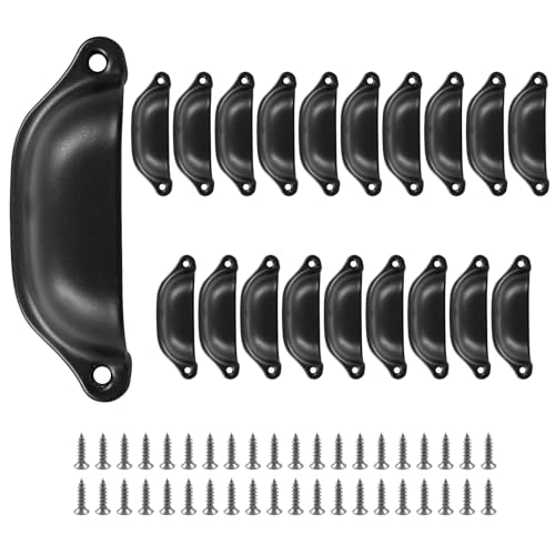 20pcs Antique Cup Drawer Pulls, Black, Bin Cup Pulls Knobs - color: Black, size: 20pcs-Large