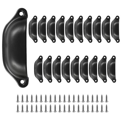 20pcs Antique Cup Drawer Pulls, Black, Bin Cup Pulls Knobs - color: Black, size: 20pcs-Large