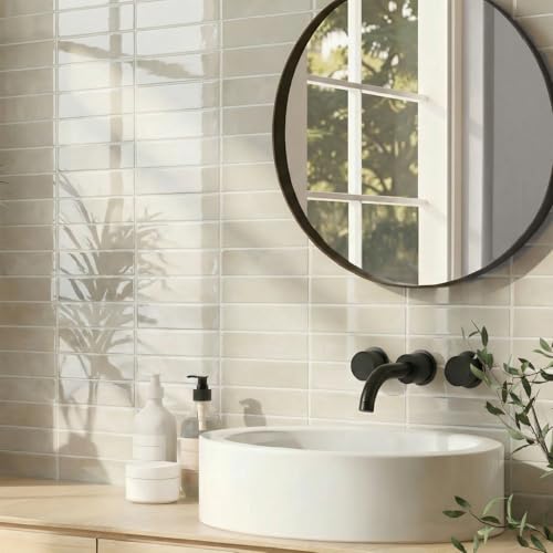 Backsplash Tile Peel and Stick, 11.42'' x 9'', Beige - color: Beige