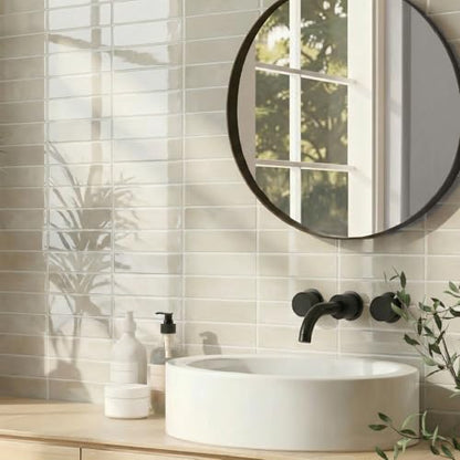 Backsplash Tile Peel and Stick, 11.42'' x 9'', Beige - color: Beige