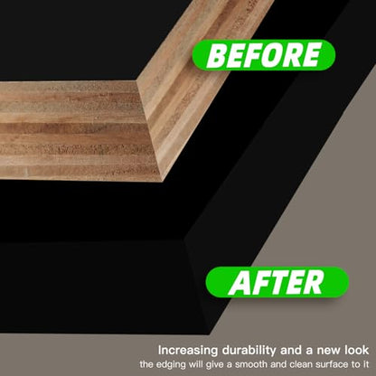 YANYE Black Melamine Edge Banding, 1 1/2 inch x 25ft roll of Wood Veneer Edge Banding Preglued, Tape Banding for Cabinet Repair