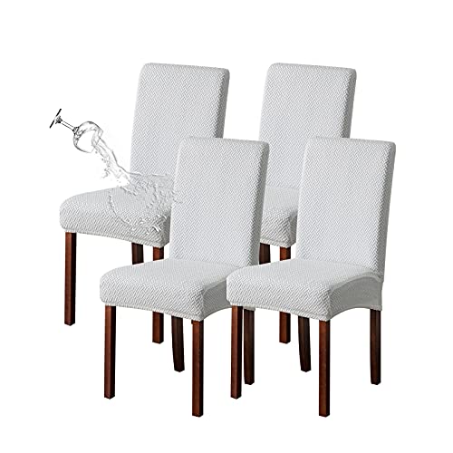 Genina Waterproof Chair Covers for Dining Room Chair Slipcovers Set of 4 - color: White, size: 14-18in Waterproof