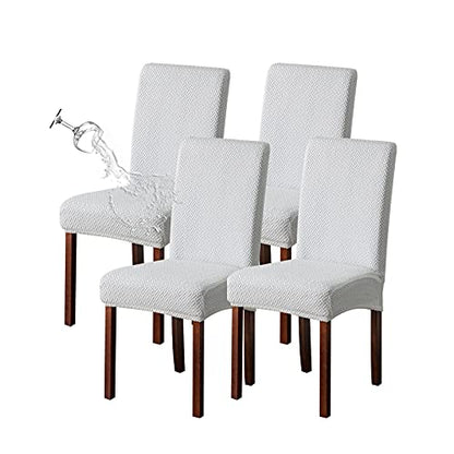 Genina Waterproof Chair Covers for Dining Room Chair Slipcovers Set of 4 - color: White, size: 14-18in Waterproof