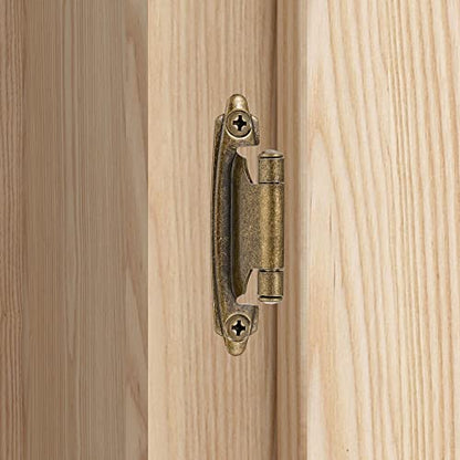 Antique Brass Cabinet Hinges, 1/2” Overlay, 4 Pack - color: Antique Brass, size: 1/2 Inch Overlay