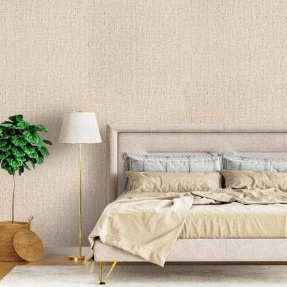 Beige Grasscloth Peel and Stick Wallpaper Textured 15.7in x 157.4in - color: Beige, size: 15.7" x 157.4"