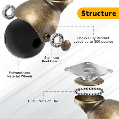 Apllamo 2 in Ball Caster Wheels - Heavy Duty 1200LBS