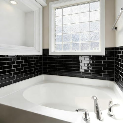 Art3d Subway Design Wall Tile, Peel and Stick Backsplash, 10-Pack, Black - color: Black