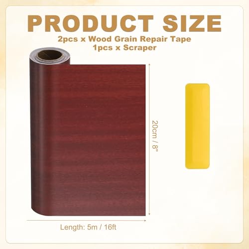 HARFINGTON Wood Grain Repair Tape 8" x16ft Self-Adhesive Repair Patch - color: Walnut, size: 8" x 16ft