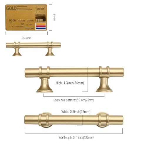 Amerdeco 10 Pack Matte Gold Cabinet Pulls 3 Inch(76MM) Hole Centers Kitchen Cabinet Handles Cabinets Hardware Drawer Pulls ZH0058 - color: Gold, size: 3"/76MM Hole Center
