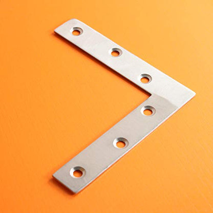 4 Pack Stainless Steel L Shape Flat Corner Bracket Plate - Repair Mending for Wood, Metal Fixing, Joining Support Brace for Shelves, Furniture and Cabinet (120x120mm) - size: 120 x 120 mm