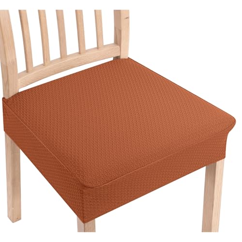 Smiry Stretch Jacquard Seat Covers for Dining Room Chairs Set of 2 - color: Rust, size: Set of 2
