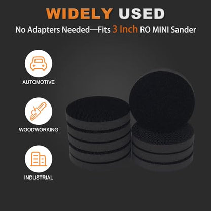 3 Inch Interface Pad: 9 Pack Hook & Loop Foam Sanding Discs Backing Pads Replacement for Mini RO Sander Detail Sanding,Soft Density Sponge Round Cushion Buffer - style: 3" No-Hole Interface Pad