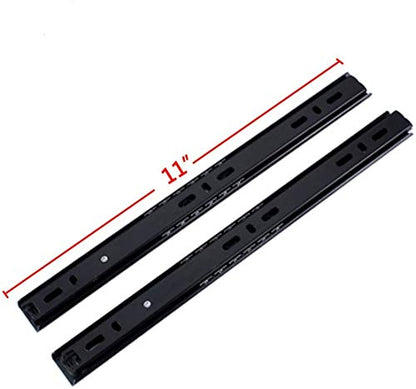 2 Sections Metal Drawer Slide Rail Tracks Ball Bearing Slides Side Mount Type (11 Inch, Black)