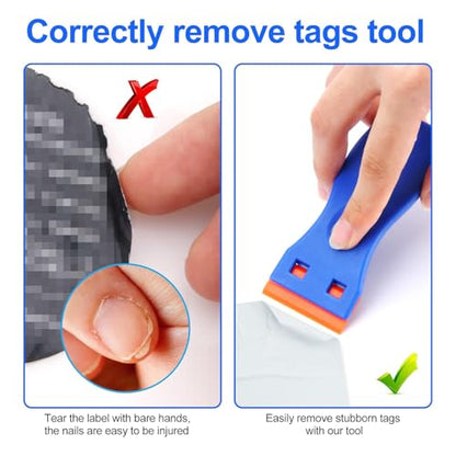 Plastic Razor Blade Scraper Tool,with 10pcs Double Edged Plastic Scraper toolnon Scratch, for Removing Labels Stickers Decals on Glass Windows - color: Plastic scraper