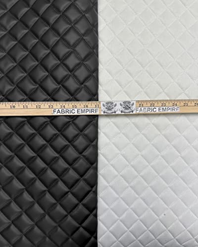 Vinyl Quilted Foam Fabric with 3/8" Foam Backing Upholstery / 52" Wide/Sold by The Yard/FABRIC EMPIRE (Black with Hq Black Thread, Diamond 2" x 2") - color: Black, size: Diamond 2" x 2"