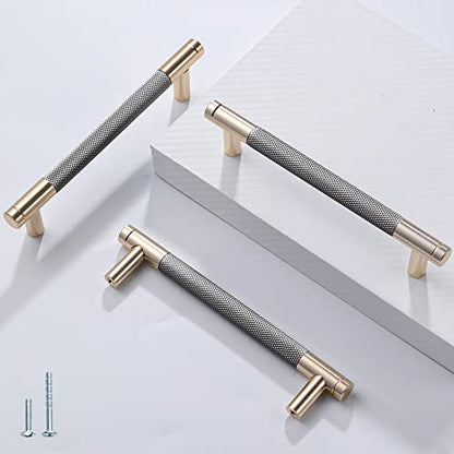 12 Pack 5 Inch 128 mm Barrel Cabinet Pulls Gold and Grey Cupboard Aluminum Handles Drawer Pull Cabinet Handles - color: Gold and Grey, size: 5 Inch
