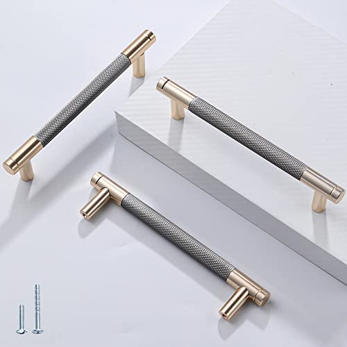 12 Pack 5 Inch 128 mm Barrel Cabinet Pulls Gold and Grey Cupboard Aluminum Handles Drawer Pull Cabinet Handles - color: Gold and Grey, size: 5 Inch