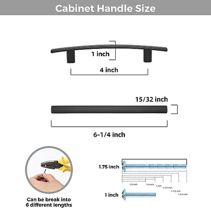 30 Pack Black Cabinet Handles, 4" Hole Center Curved Cabinet Pulls - color: Black, size: 4" Hole Center