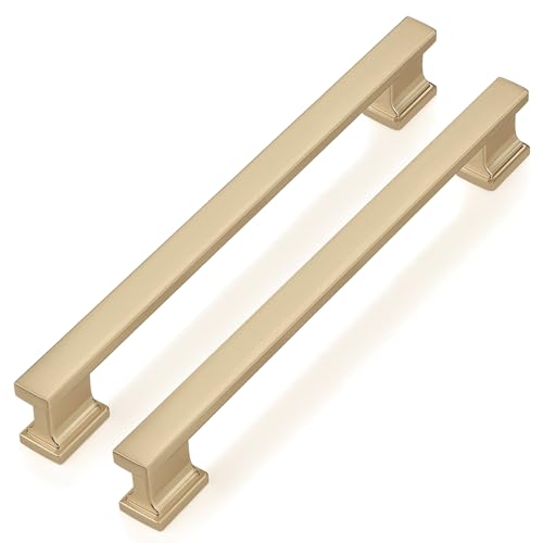 Probrico 10 Pack Champagne Bronze Cabinet Handles 6 1/4 Inch(160mm) Hole Center Kitchen Cabinet Pulls, Brushed Brass Cabinet Hardware for Cupboard Champagne Bronze Dresser Drawer Pulls - color: Champagne Bronze, size: 6.3 inch hole center