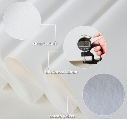 CDY Marine Vinyl Faux Leather: Soft Waterproof Faux Leather Fabric 54"x 36" - color: White