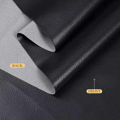 Faux Leather 0.7mm Upholstery Fabric by the Yard 55x180 Inch Black - color: Black, size: Pre Cut 5 Yard