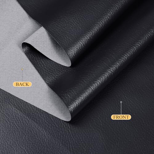Faux Leather 0.7mm Upholstery Fabric by the Yard 55x72 Inch Black - color: Black, size: Pre Cut 2 Yard