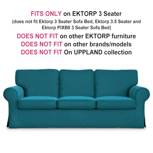 MASTERS OF COVERS Ektorp 3 Seater Sofa Cover Replacment Slipcover-Teal Blue - color: Three Seat Cover-teal Blue