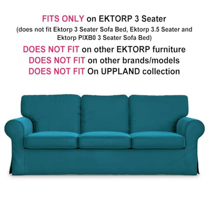 MASTERS OF COVERS Ektorp 3 Seater Sofa Cover Replacment Slipcover-Teal Blue - color: Three Seat Cover-teal Blue