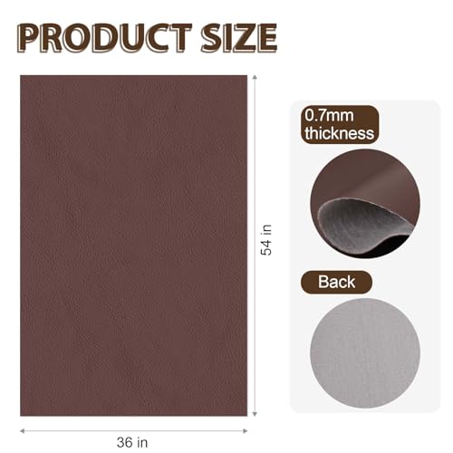 Faux Leather Fabric Smooth Solid 54" x 36" (Dark Brown) - color: Dark Brown