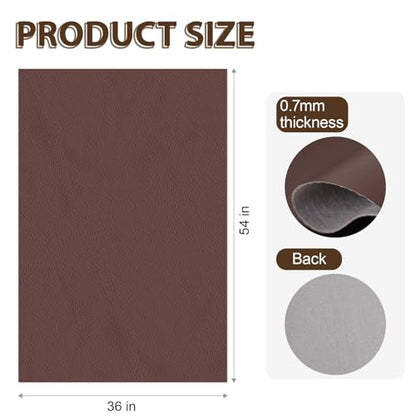 Faux Leather Fabric Smooth Solid 54" x 36" (Dark Brown) - color: Dark Brown